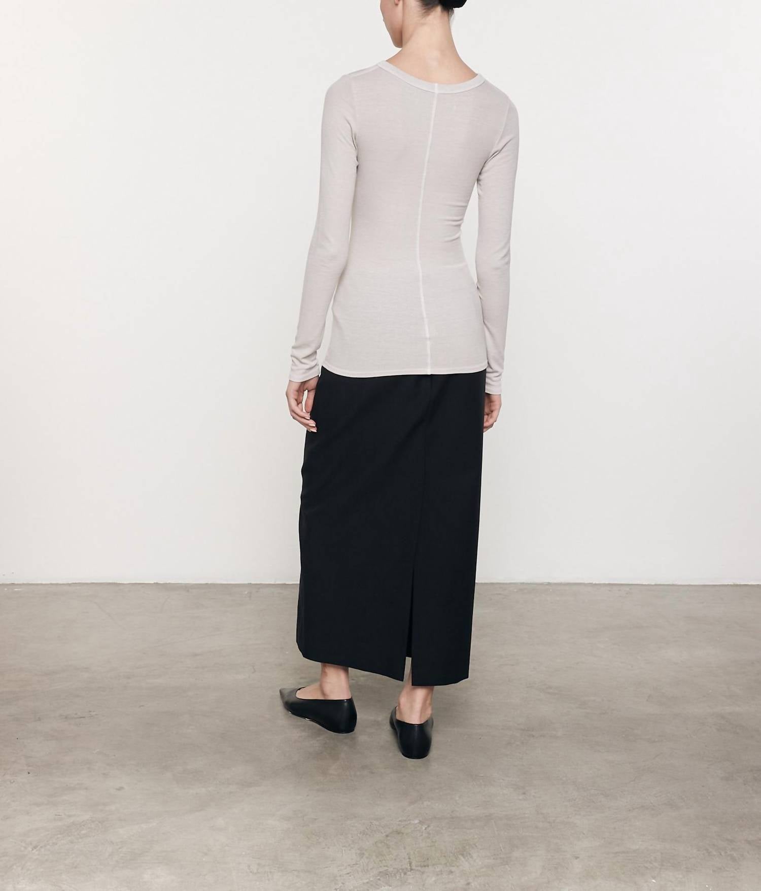 Enza Costa - SILK KNIT LONG SLEEVE CREW TEE