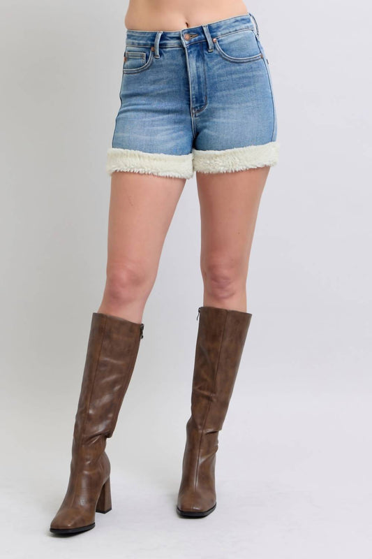 Judy Blue - High Waisted Tummy Control Shearling Cuff Shorts