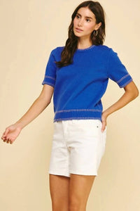 Pinch - Stitch Trim Knit Top