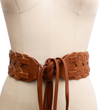 Leto - Women's Wide Woven Vegan Leather Belt