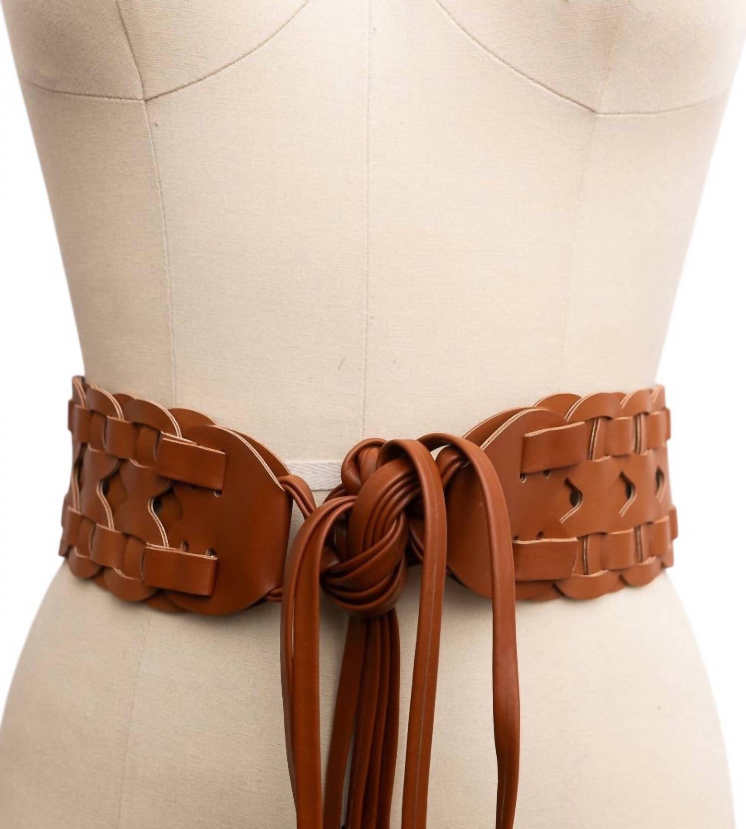 Leto - Women's Wide Woven Vegan Leather Belt