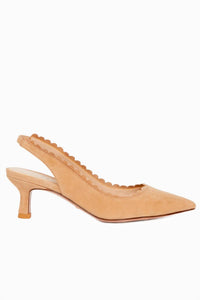 PELLE MODA Women's Kelsa Low Heel in latte - women's heels - detail view