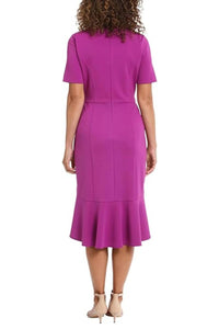 London Times - Flounce Hem Short Sleeve Sheath Dress