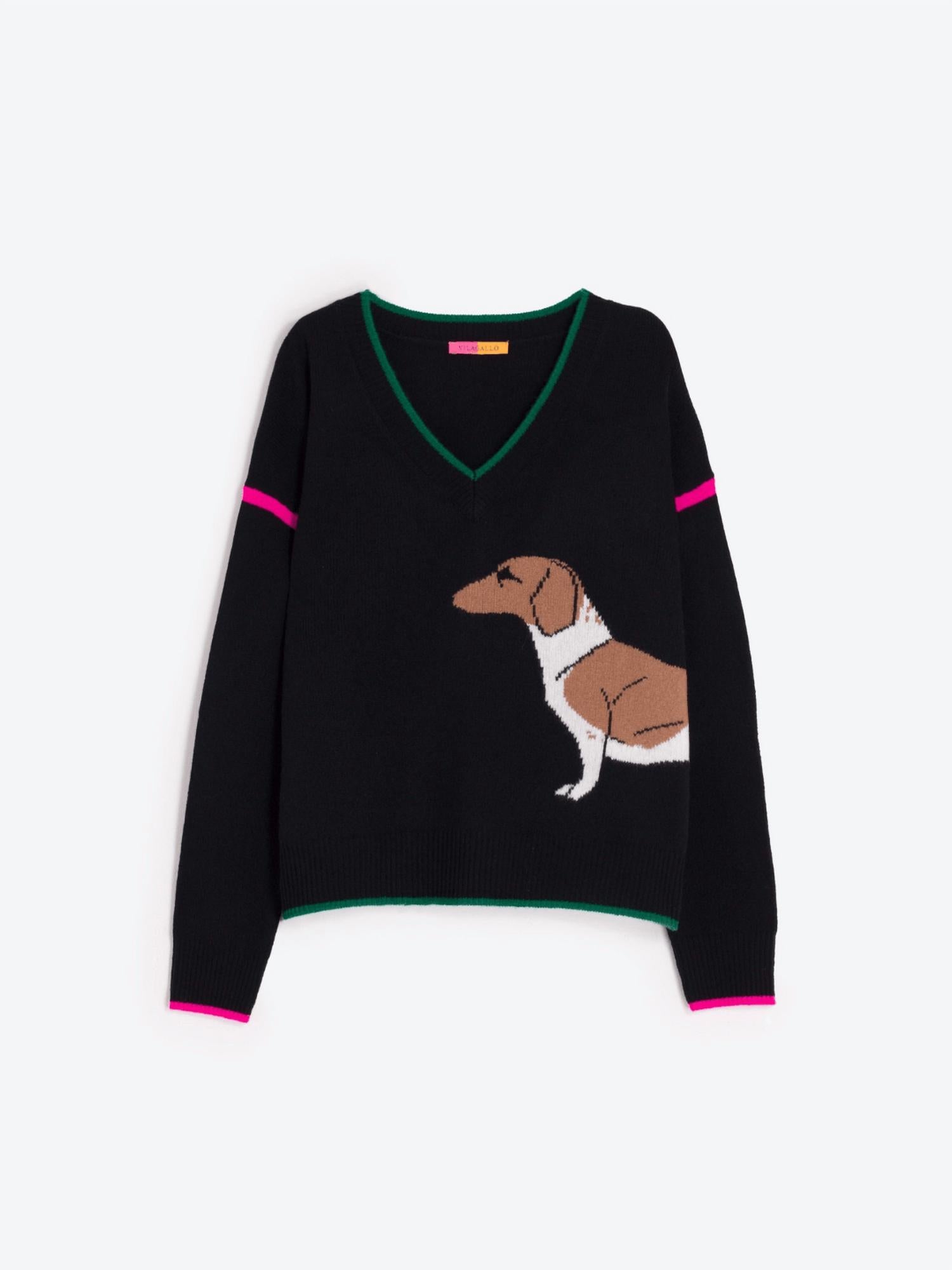 Vilagallo - Striking Dog Print Sweater