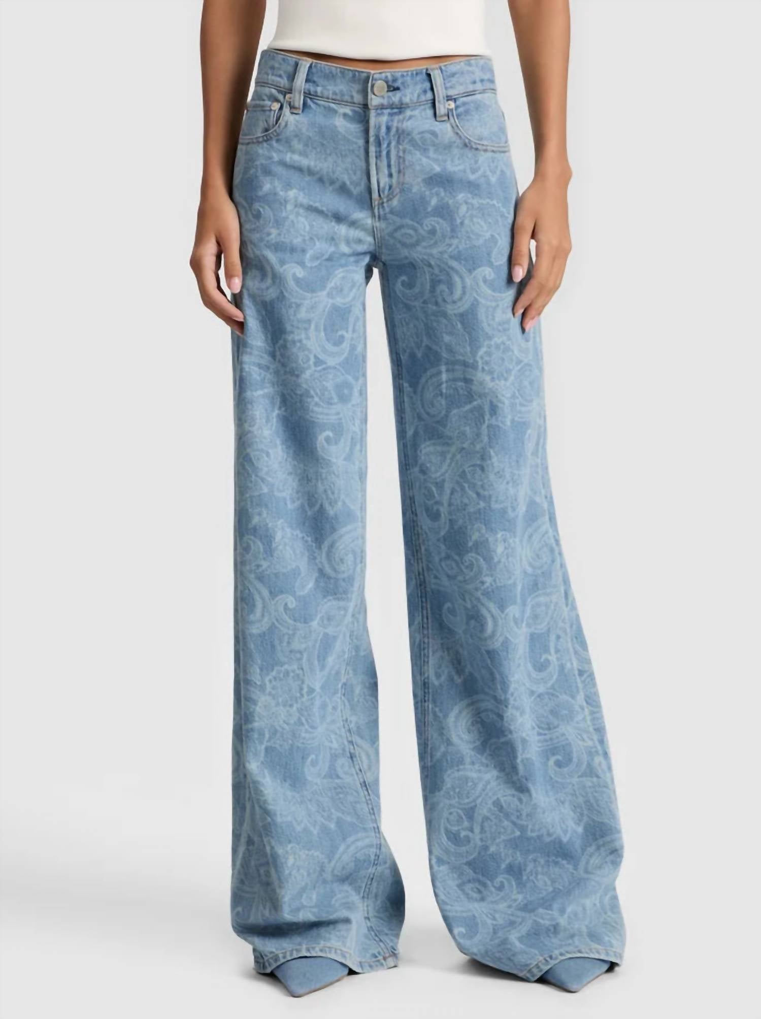 alice + olivia Amazing Baggy Jean in laser paisley - women's jeans - view 5