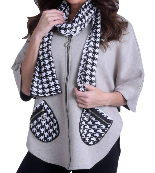 Houndstooth Poncho Sweater