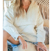 And The Why - Washed Quilting And Padding Half Zip-up Hoodie Jacket