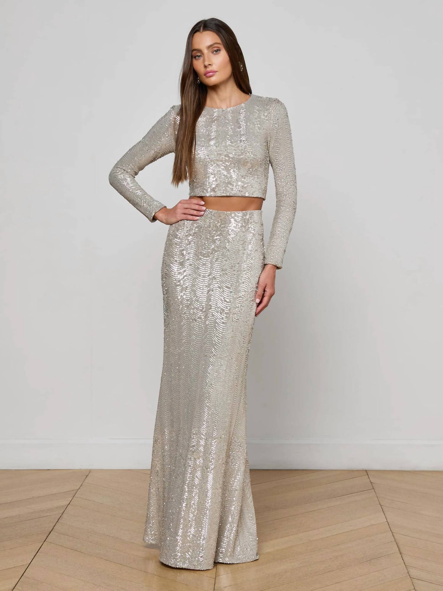 L'Agence - Zeta Sequin Long Skirt