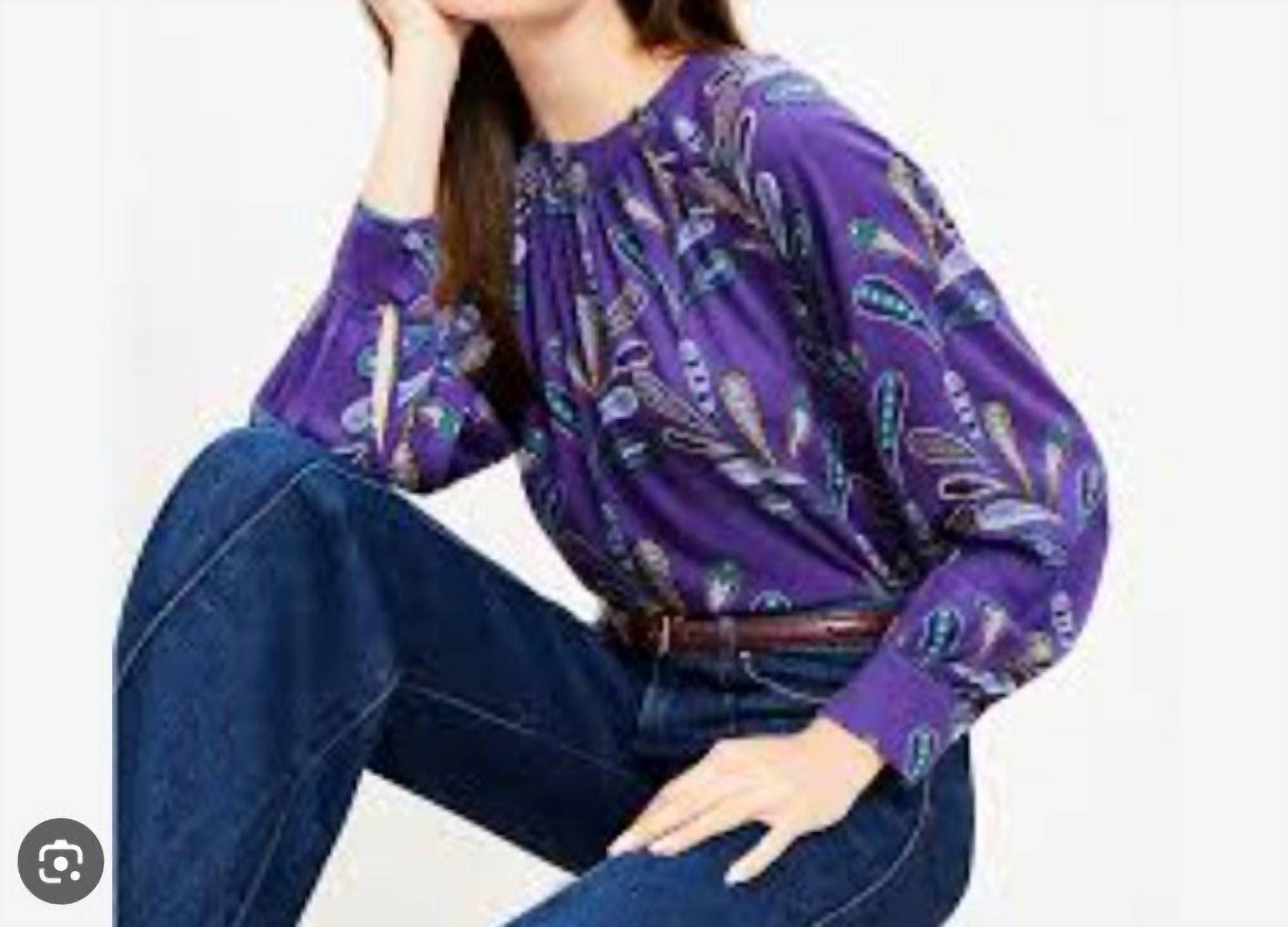 Loft - Paisley Button Raglan Blouse