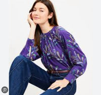 Loft - Paisley Button Raglan Blouse