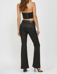 HIDDEN Coated Mid Rise Flare Pants in black - women's pants - alternate view