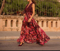 HEMANT & NANDITA Aafa Long Maxi Dress in red beige - women's dress - view 5