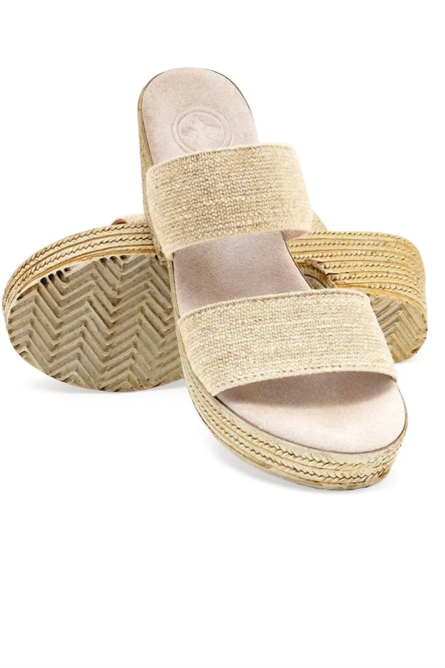 CHARLESTON SHOE CO. Women's Thea Platform Espadrille Sandals in linen - women's sandal - alternate view