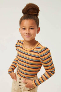 Hayden La - Engineered Stripe Puff Shoulder Top