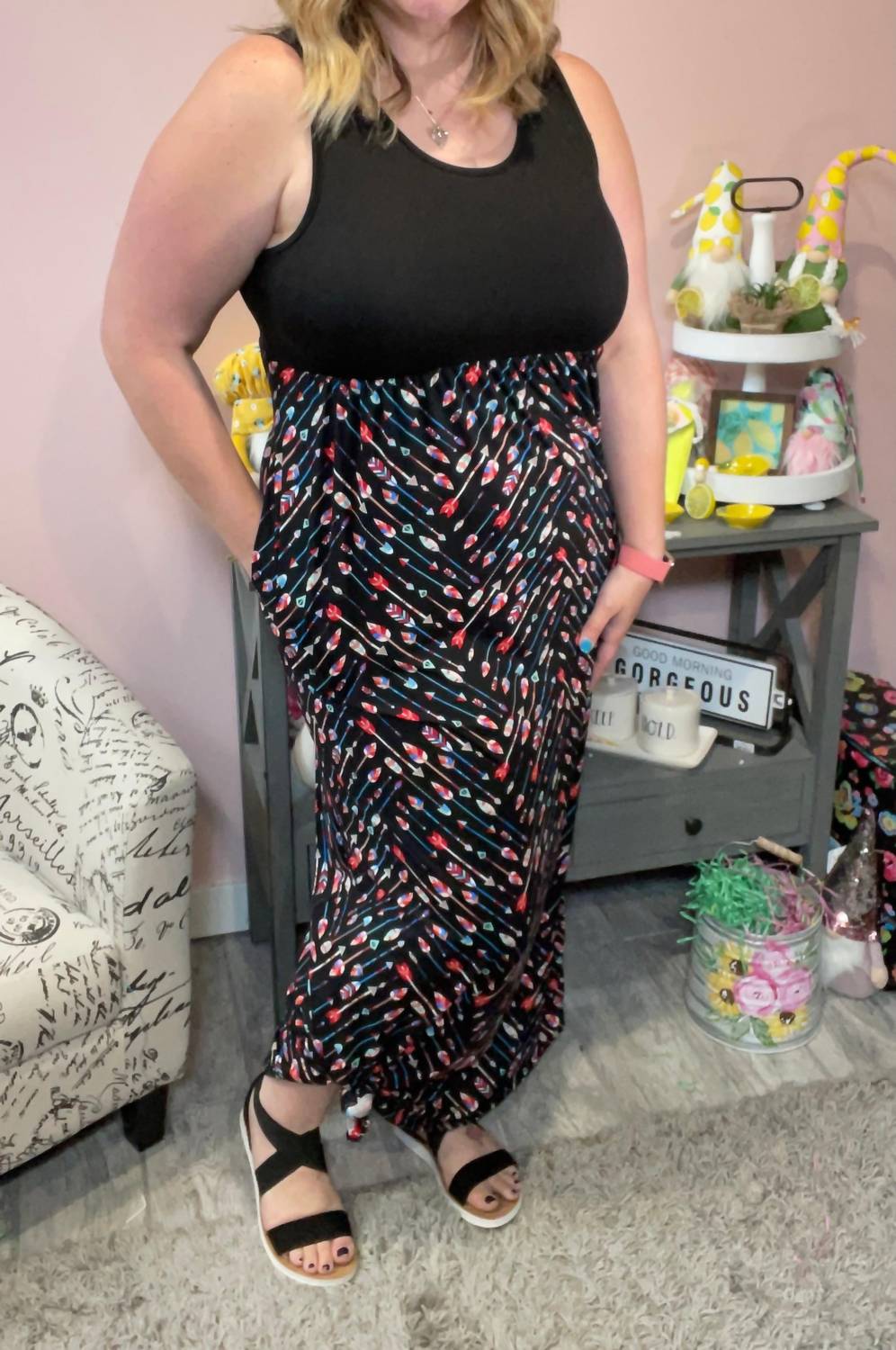 Michelle Mae - Black Arrows Maxi Dress