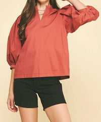 Pinch - Ruffle & Ready Mockneck Blouse