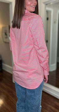 Yest - Rae Coral Striped Button Up