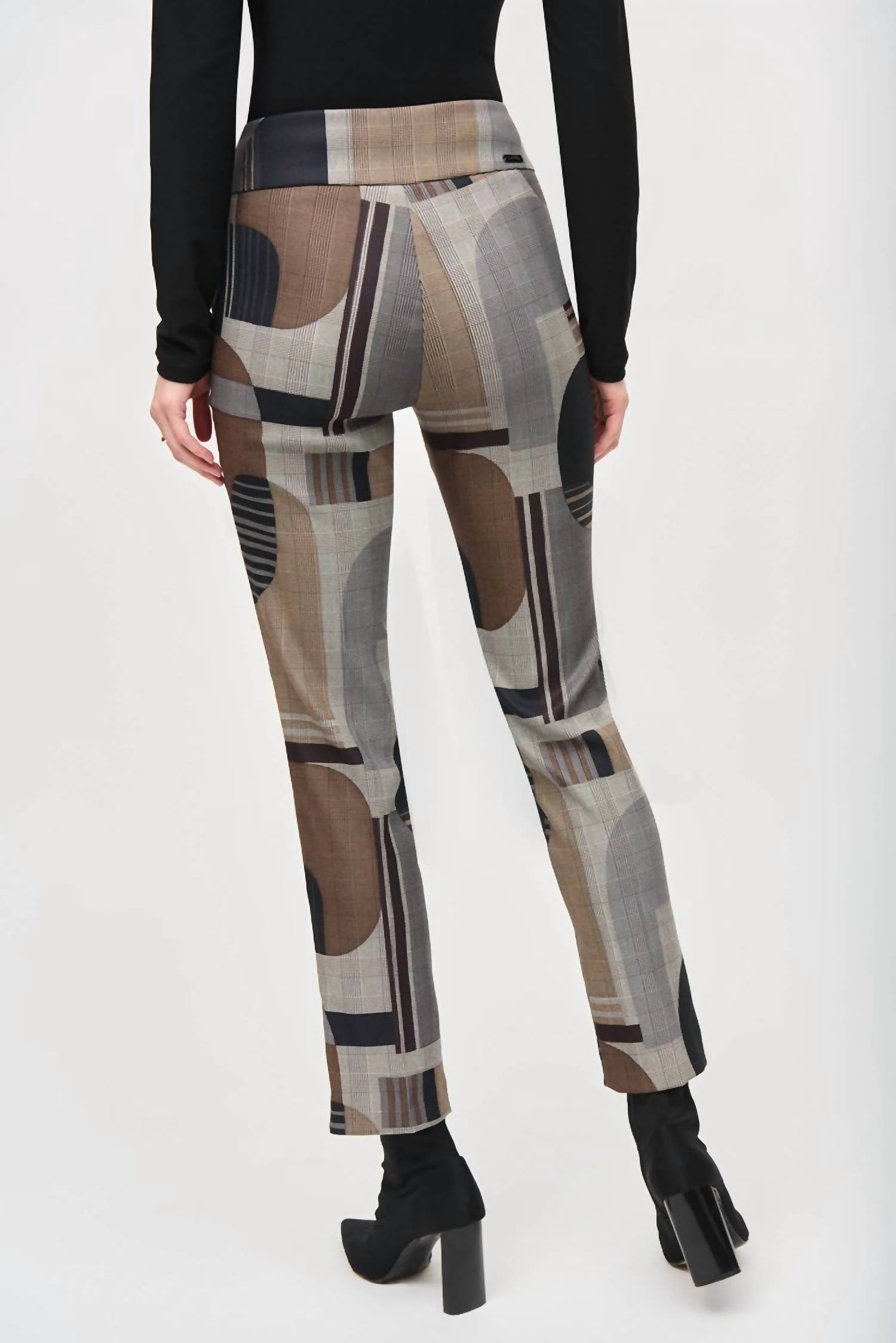 Joseph Ribkoff Jacquard Printed Pant in black multi - women's pants - detail view