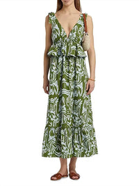 Marie Oliver - Whitley Floral Tie-shoulder Peplum Midi Dress