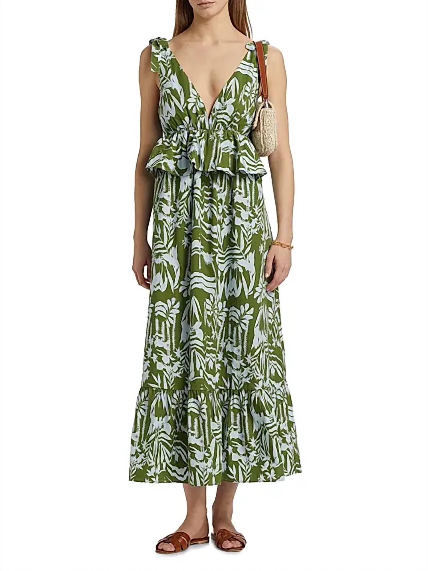 Marie Oliver - Whitley Floral Tie-shoulder Peplum Midi Dress