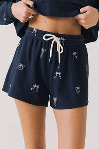 Chaser Tossed Bows Shorts in navy - women's shorts