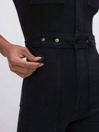 GOOD AMERICAN Fit For Success Denim Jumpsuit in black - women's pants - view 4