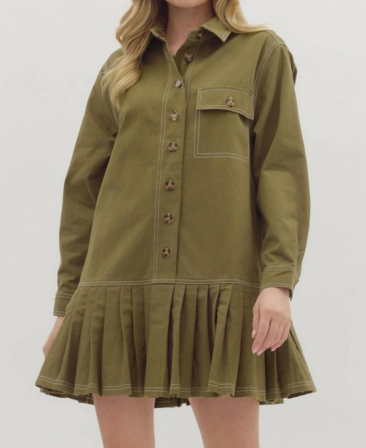 Entro - Button Down Pleated Mini Dress
