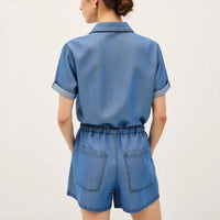 Be Cool - Utility Button-up Romper With Pockets