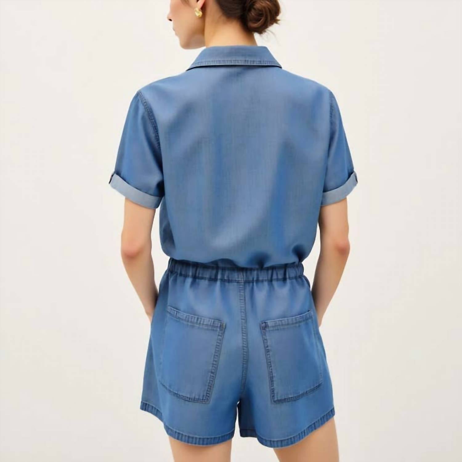 Be Cool - Utility Button-up Romper With Pockets