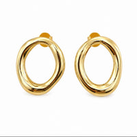 No Whining Designing - Women's Artful Hammered Oval Stud Earrings