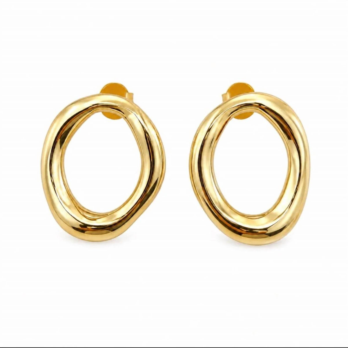 No Whining Designing - Women's Artful Hammered Oval Stud Earrings