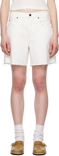SLVRLAKE Sienna Frayed Hem Cut Off Shorts in white - women's shorts