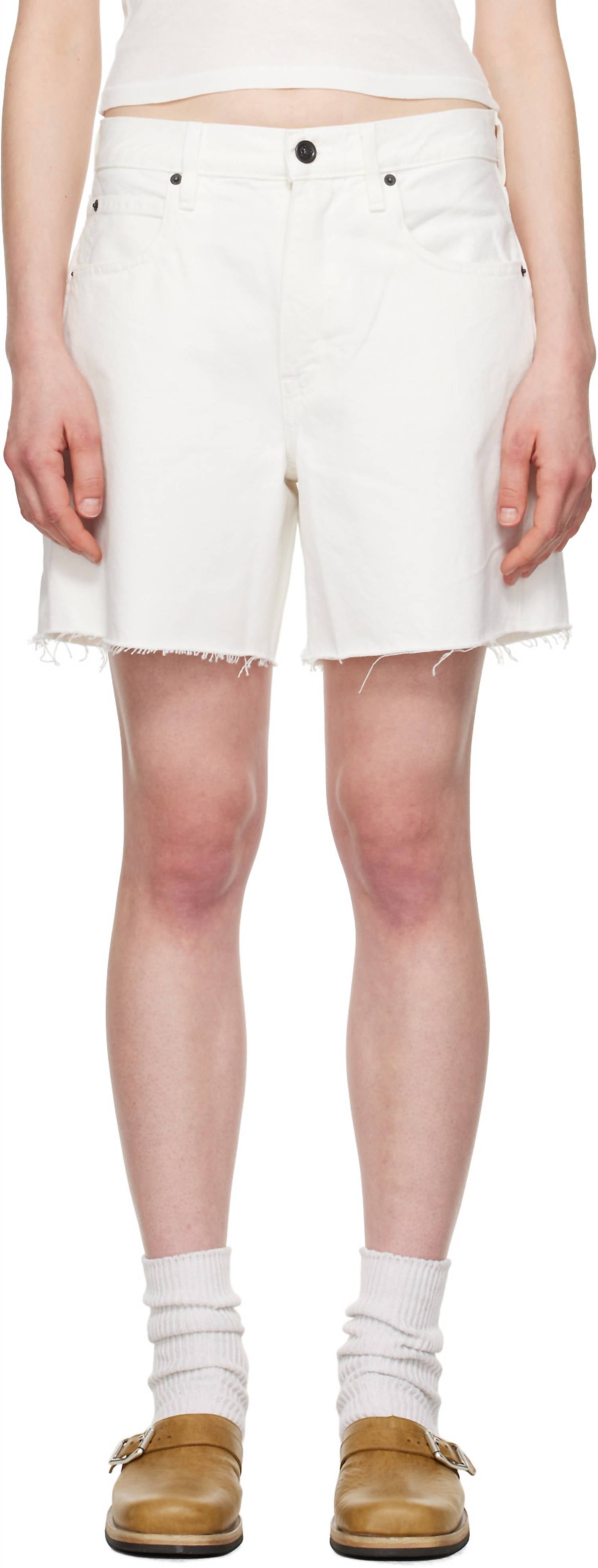 SLVRLAKE Sienna Frayed Hem Cut Off Shorts in white - women's shorts
