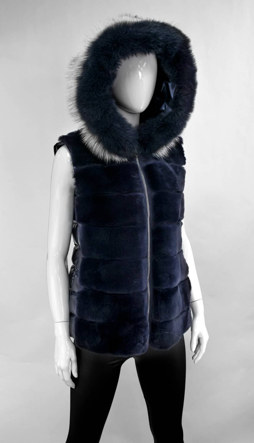 Mitchie'S Matchings - Blue Rabbit Fur Vest