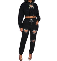 Sunny Story Trading - Karlie Heart Cutout Crop Top & Jogger Set
