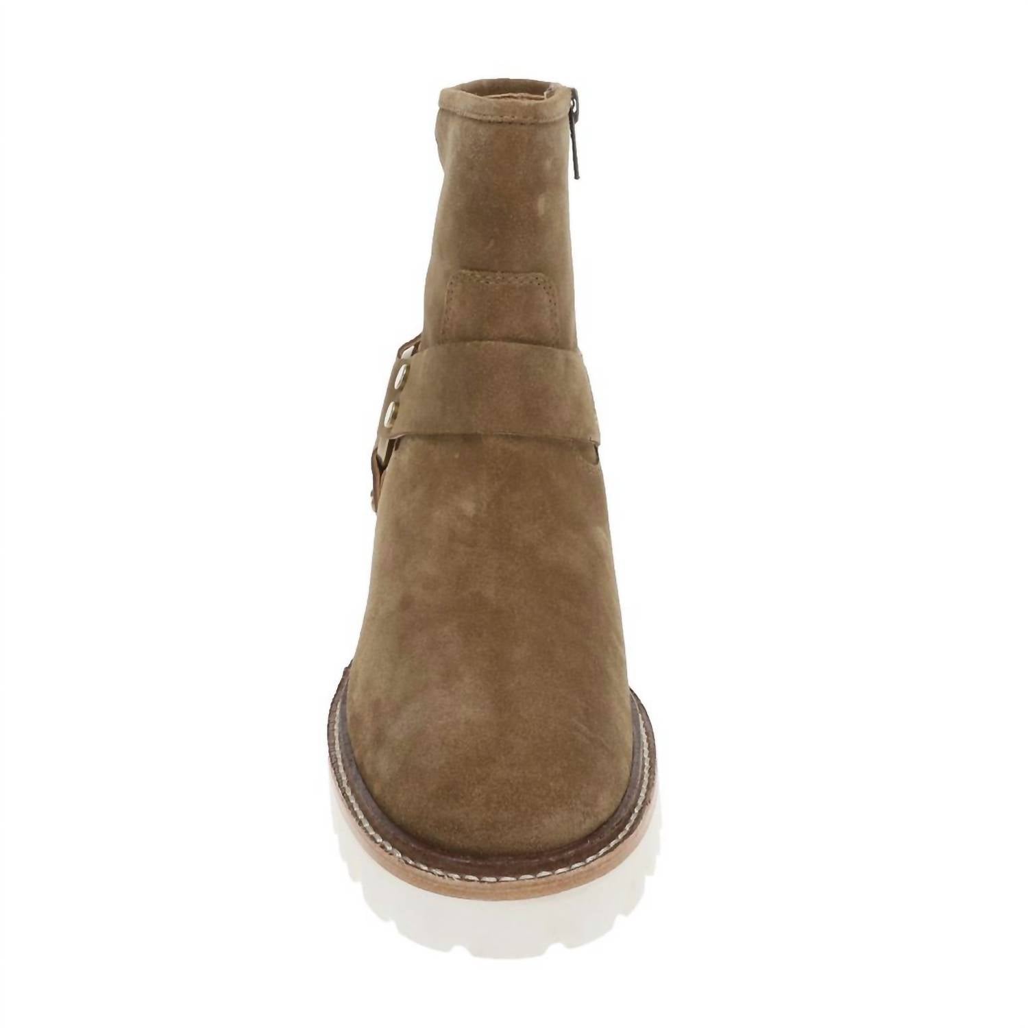 Frye Women's Olivia Harness Short Suede Comfort Boots in almond - women's shoe - alternate view