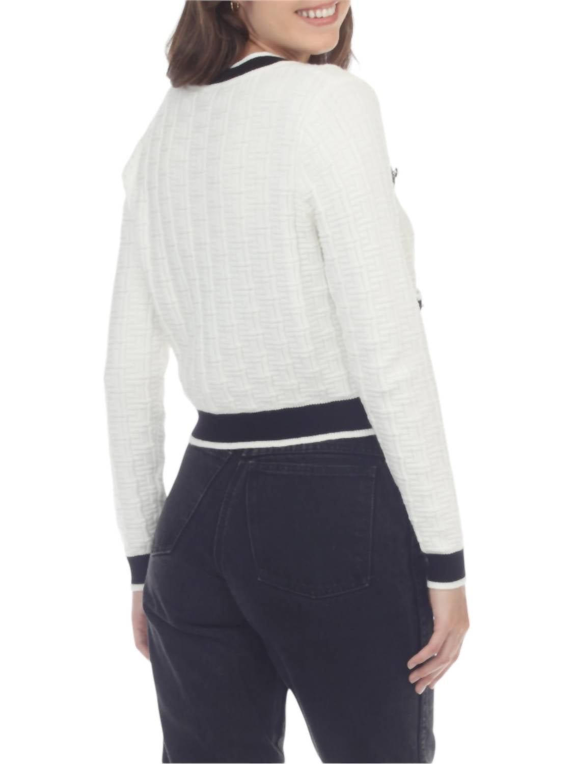 Rain And Rose - Textured Ornate Button Cardigan