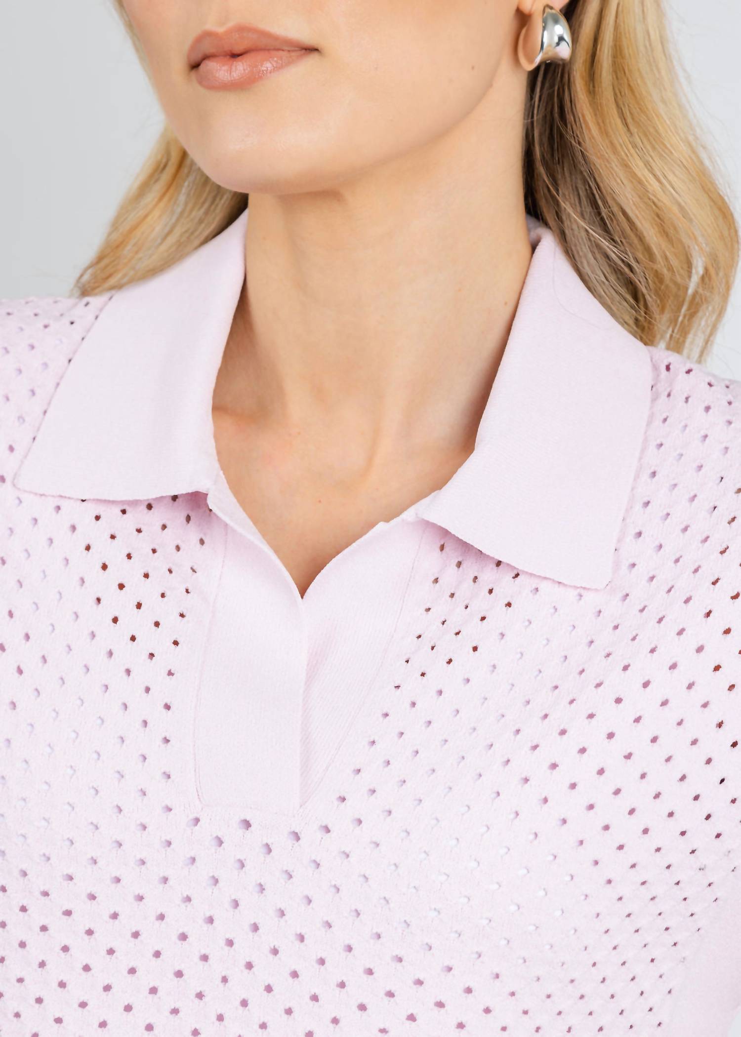Autumn Cashmere Boxy Mesh Jonny Collar Muscle Tee in powder pink - women's shirt - view 4