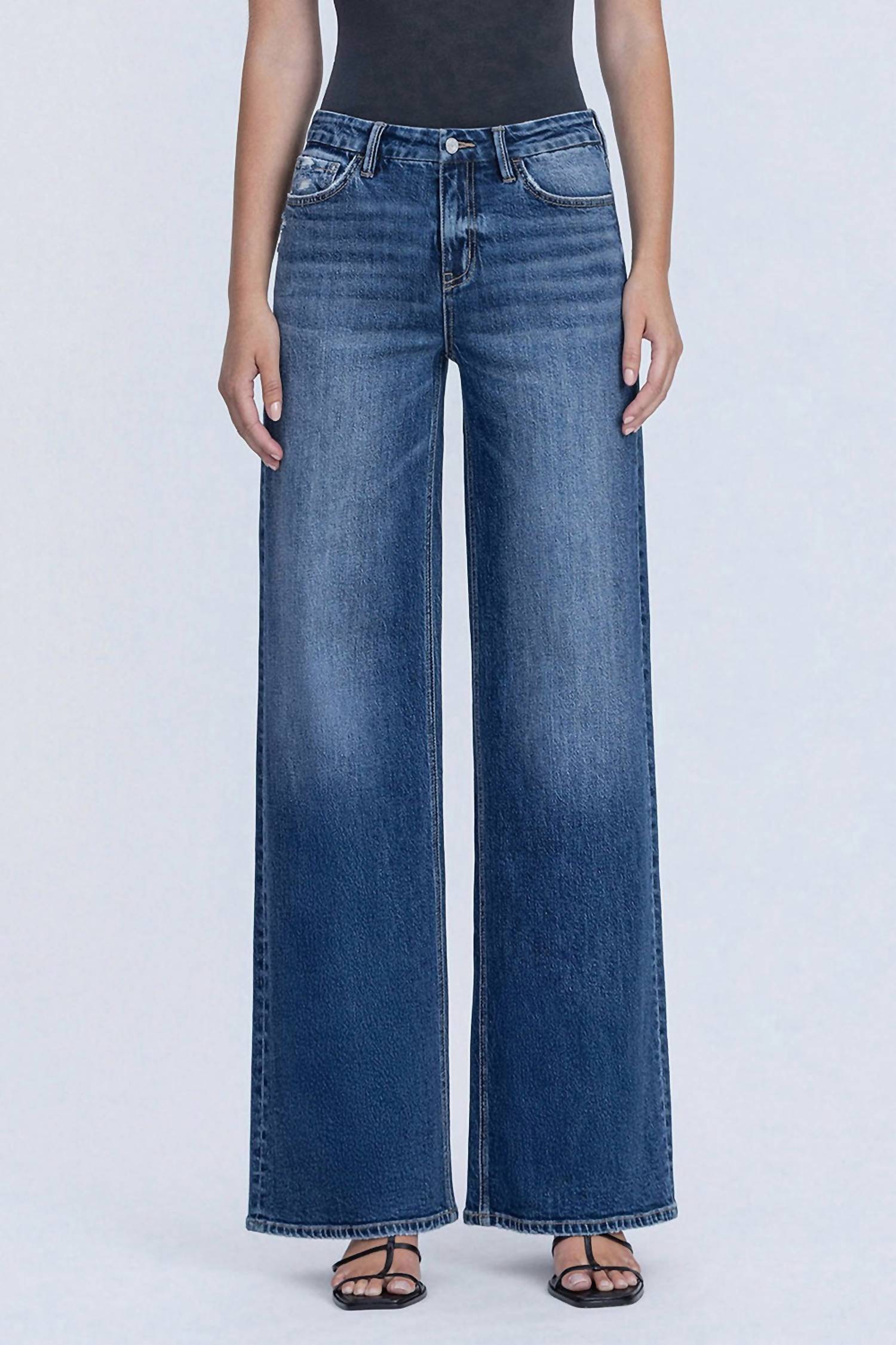 VERVET BY FLYING MONKEY Women's Wide Leg Jeans in dark blue - women's jeans