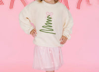 Sweet Wink - Girls Coquette Christmas Tree Knit Sweater