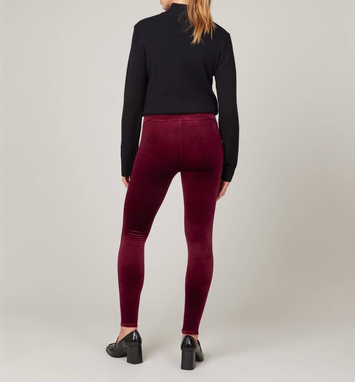 Spanx Velvet Leggings in rich burgundy - women's pants - alternate view