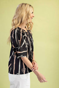 Gigio - Bow Print Front Tie Top