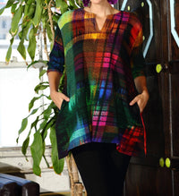 Kikisol - Searenity Plaid French Terry Tunic With Pockets