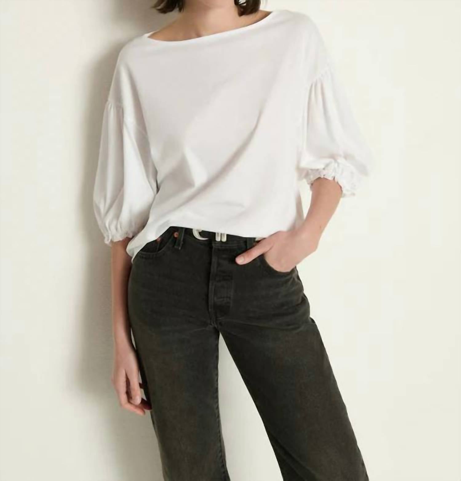 Nation LTD Women's Sandra Boatneck Top in white - women's shirt
