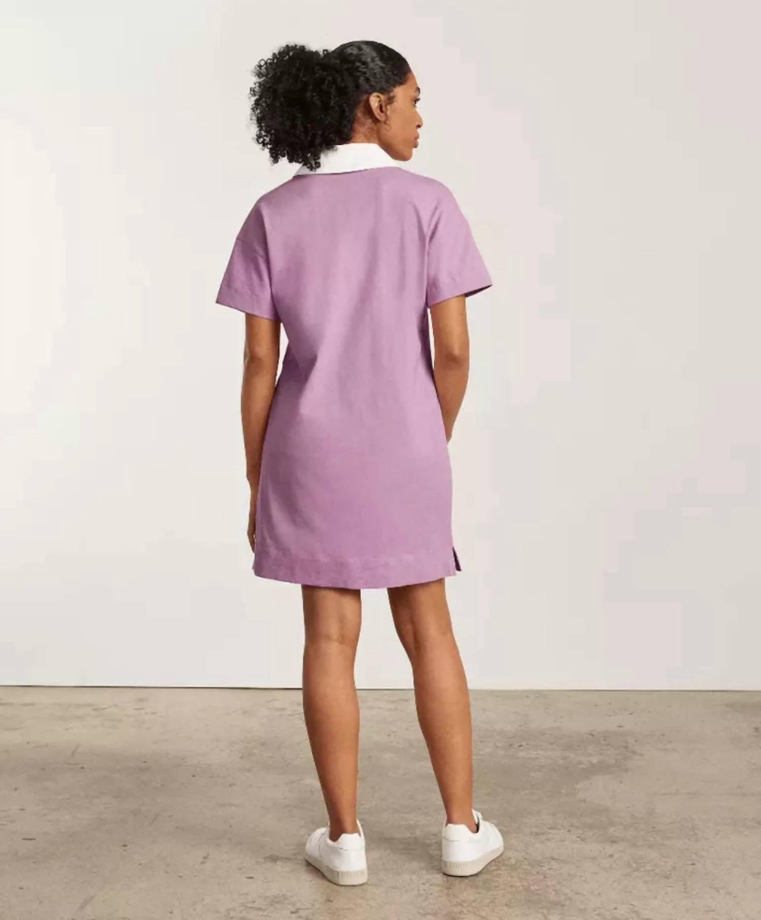 Everlane Organic Cotton Polo Dress in lilac - women's dress - alternate view