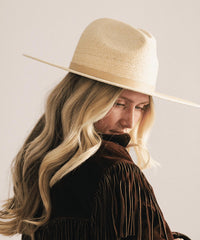 Gigi Pip Women's Blake Wide Brim Fedora Straw Hat in natural - women's hat - alternate view