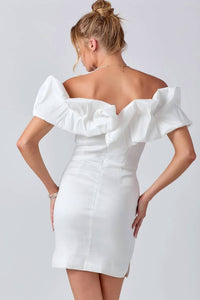 Baby Pink - Off Shoulder Ruffle Mini Dress
