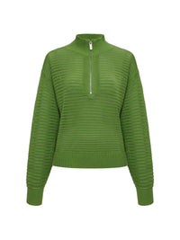 Sanctuary Open Knit Quarter Zip Sweater in detox green - women's sweater - view 7