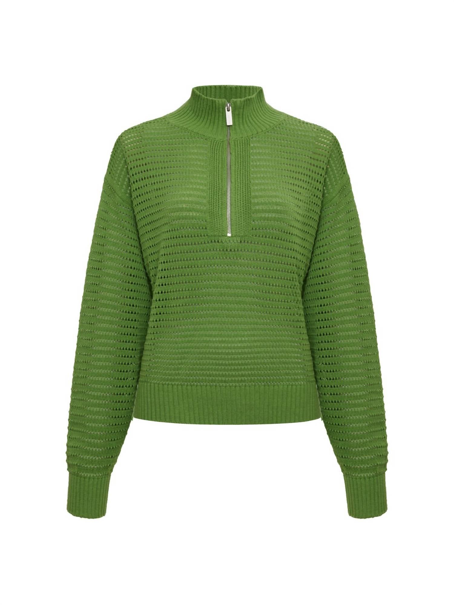 Sanctuary Open Knit Quarter Zip Sweater in detox green - women's sweater - view 7
