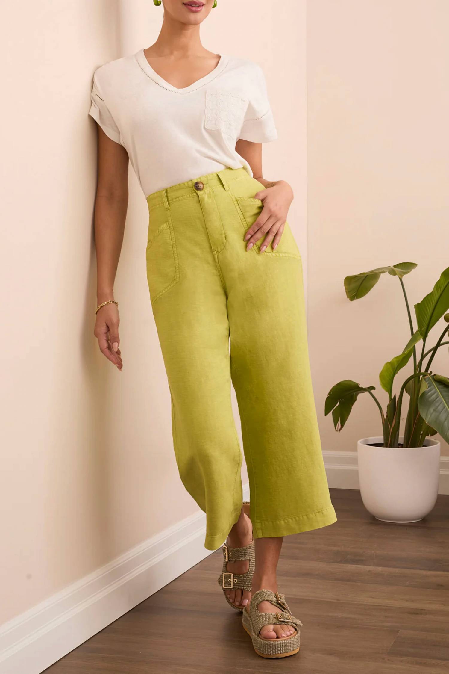 Tribal - Brooke Flowy Wide Crop Pants